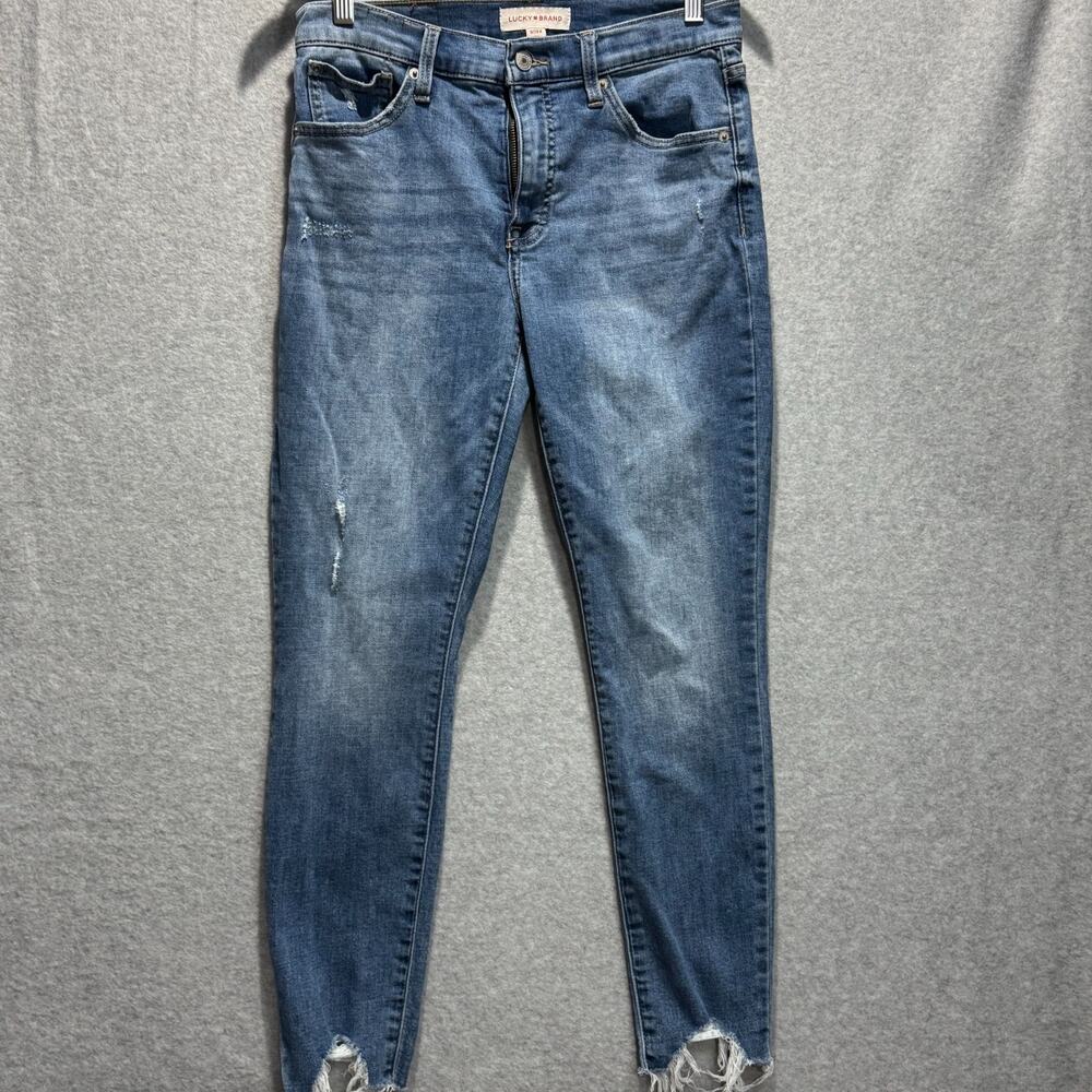 LUCKY BRAND Distressed Skinny Jeans Raw Hem Ankle Women 8/29
